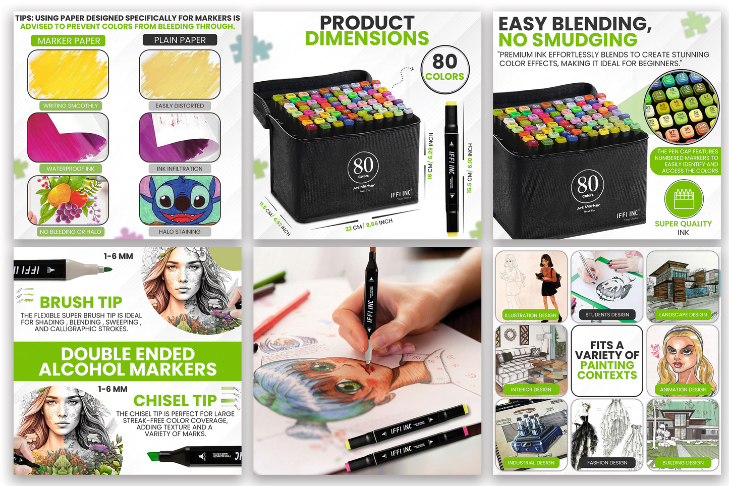 168 Colors Dual-Tip Art Markers Set by IFFI INC