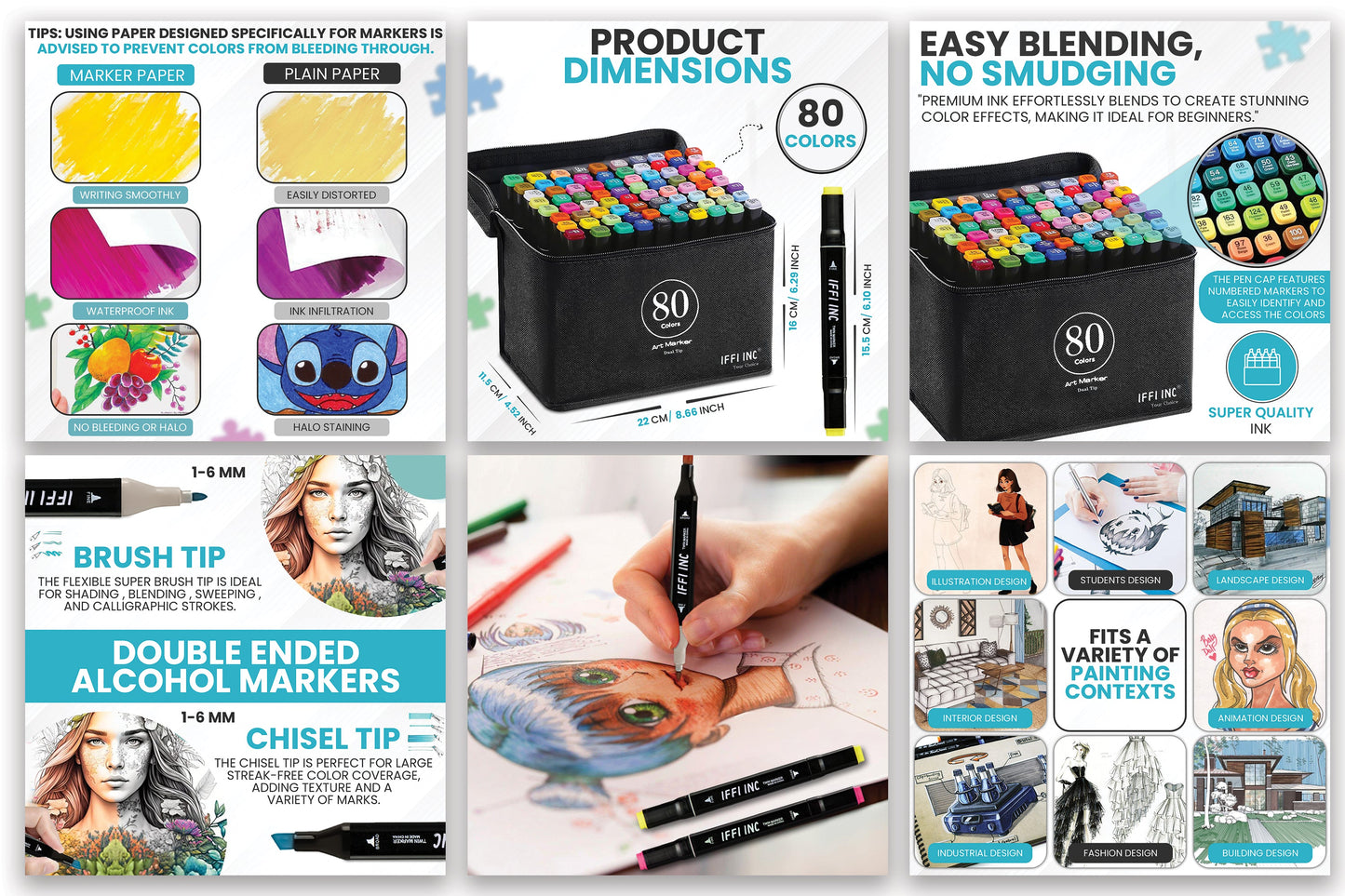 80 Colors Dual-Tip Art Markers Set by IFFI INC