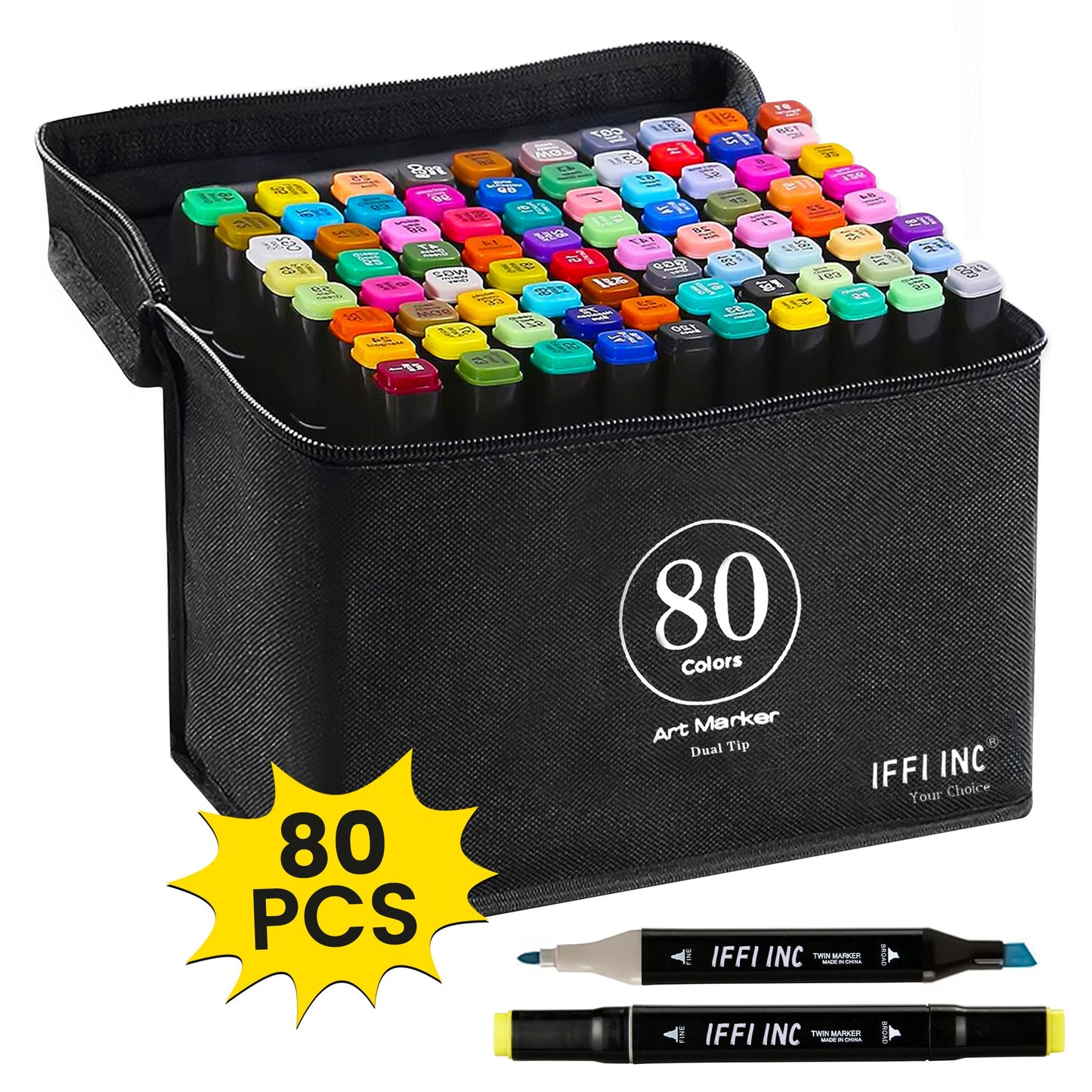 48 Colors Dual-Tip Art Markers Set by IFFI INC